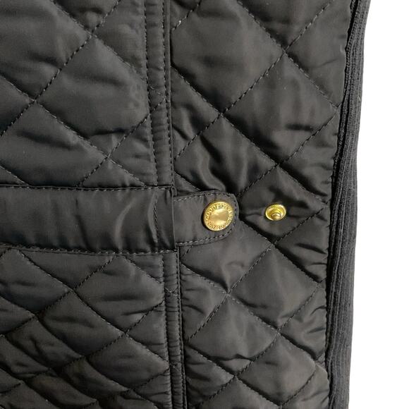 CAMBRIDGE DRY GOODS VEST Women's SZ L Navy Diamond Quilted Faux Leather Piping - Picture 9 of 9